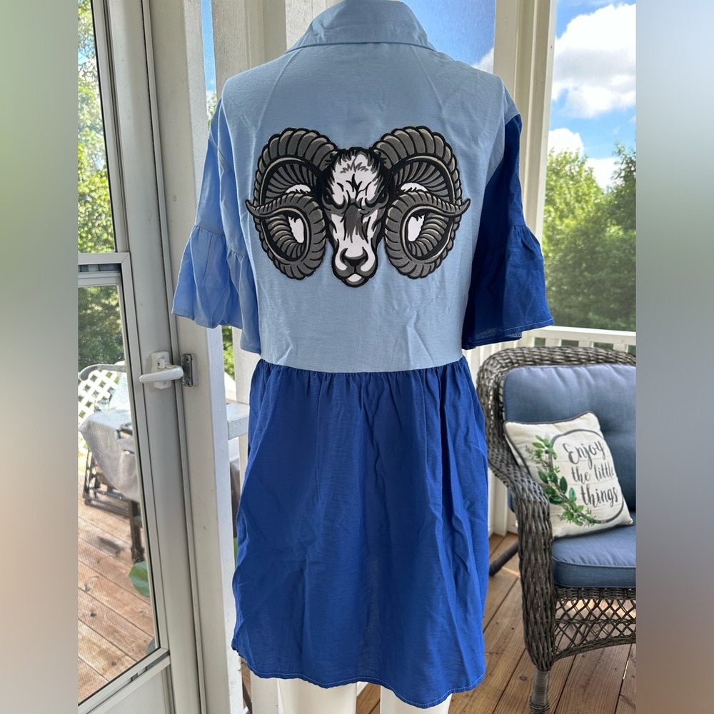 Shein Dress Carolina Tarheels Custom Dress Size XS Blue button up front